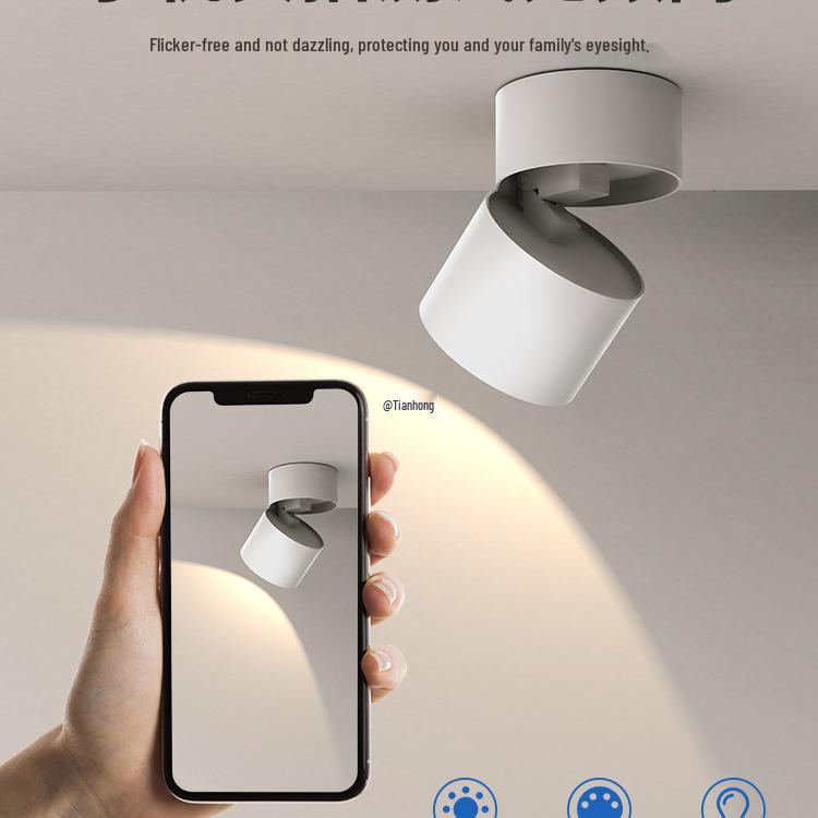 Adjustable Angle Surface-Mounted Downlight for Bedroom and Corridor