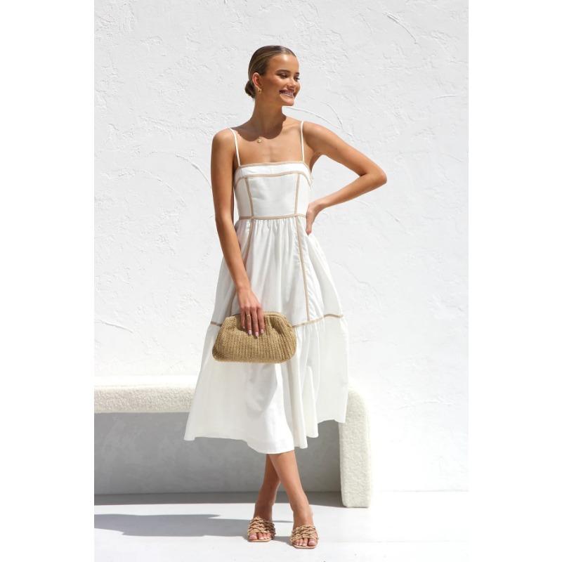 

VEZFAA Женские Модные Летние Весенние Платья без рукавов на бретелях с высокой талией Повседневные S