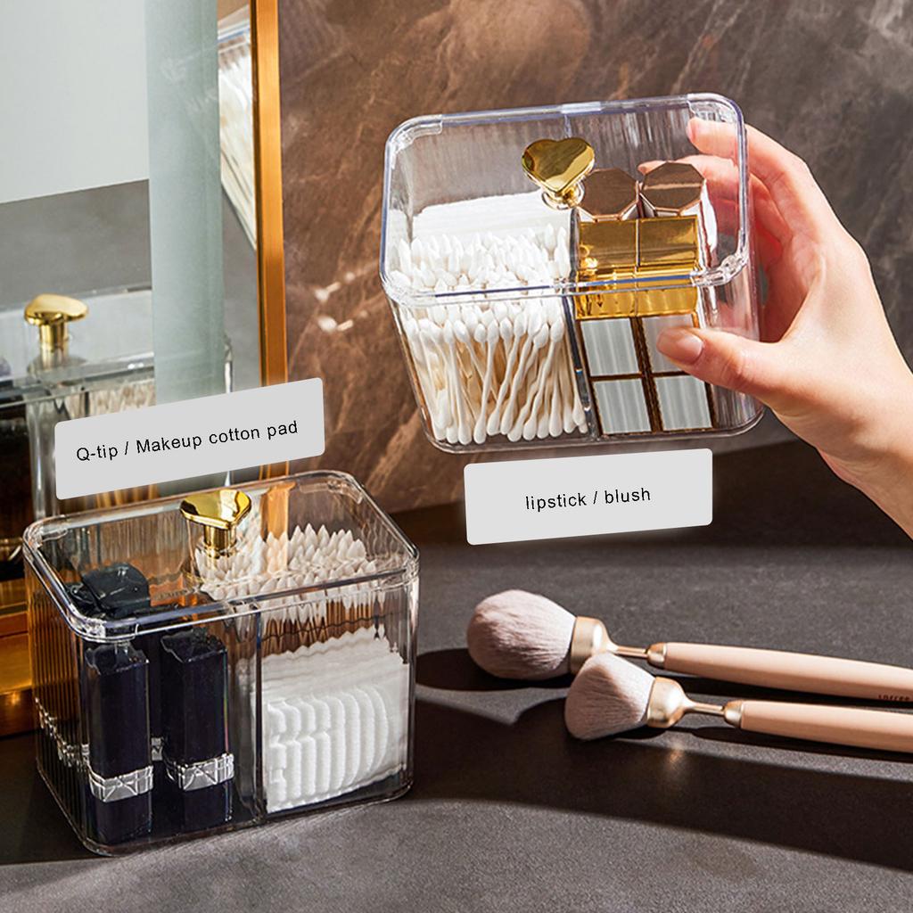 Transparent Storage Container with Multiple Sections and Sealed Lid Plastic Compartmented Cosmetics Organiser