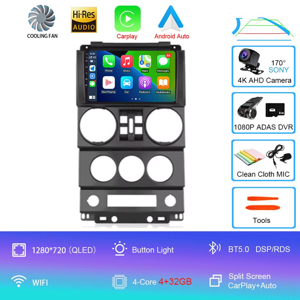 For Jeep Wrangler Unlimited 3 JK 2008 - 2010 Android 14 Car Radio Multimedia PlayerNavigation GPS Autoradio Carplay Head Unit