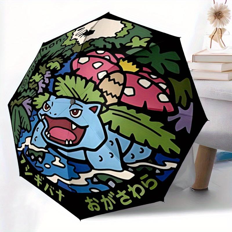Pokemon Automatic Folding Umbrella with Sturdy Iron Frame, Portable Compact Travel Umbrella All-Season Use Parties 0807079