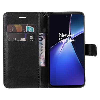 Para OnePlus Nord CE4 Lite 5G/Oppo K12x 5G (porcelana) Funda de Cuero de Color Sólido para Teléfono Móvil Cartera con Soporte y Correa