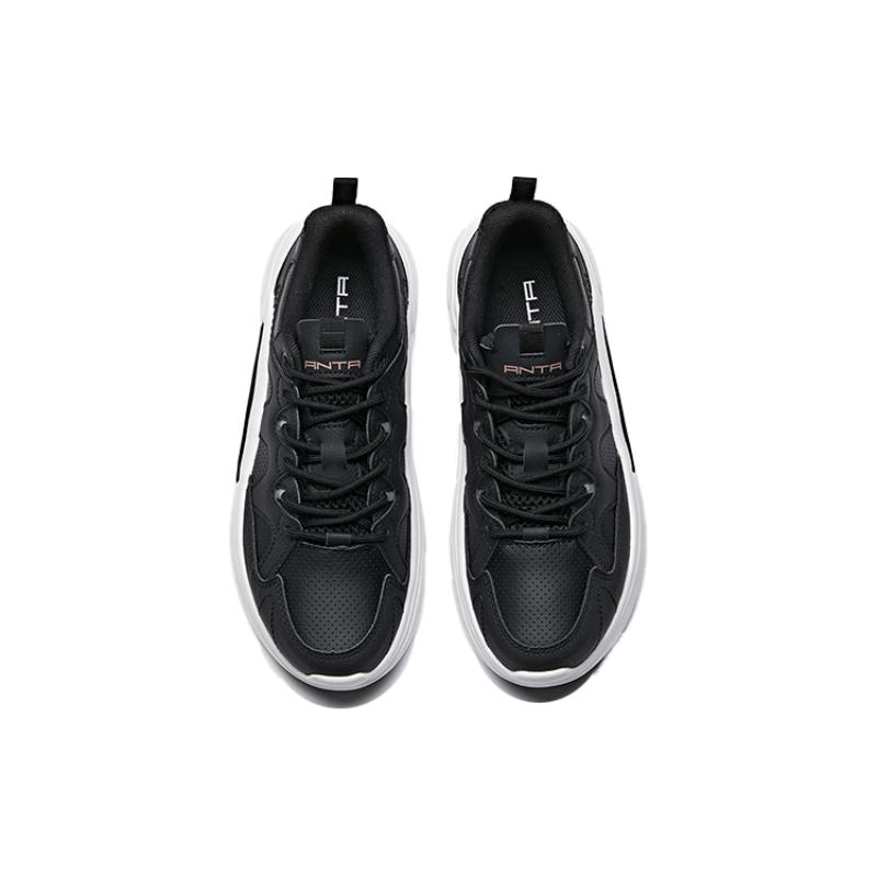 Anta Cushioning Anti-Slip And Wear-Resistant Coverage Support Low-Top Chunky Sneakers Women's Black White Sneakers