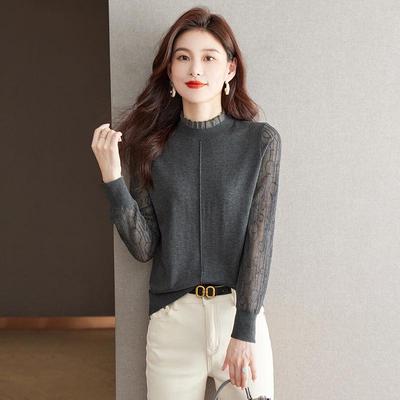 Top de Lã Tricotado Autêntico de Marca para Outono/Inverno Feminino - Justo, Amigo da Pele, Versátil, Design Vazado