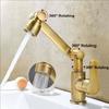 Antique Bathroom Brass Wash Basin Faucet Universal Kitchen Mixers Taps Hot Cold Household Dual Modes Rotating Bidet Robotic Arm