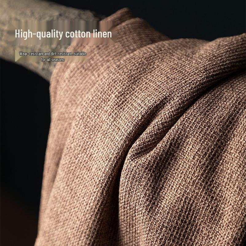 All-Polyester Solid Color Linen-Like Sofa Fabric with Soft Bag Process - Composite Flocking Fine Linen Canvas