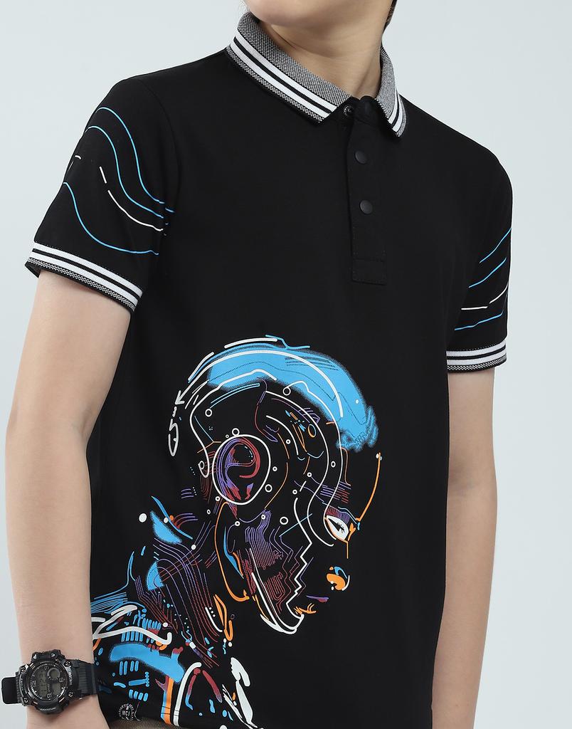 MONTE CARLO Jungen Regular Fit Bedrucktes Polo Kurzarm T-Shirt