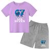 Children Summer Six Seven 67 Cartoon Print Casual Set Clothes T-shirt+Shorts 2P Charming Boy Girl Toddler 3-12 Yrs Short-sleeved