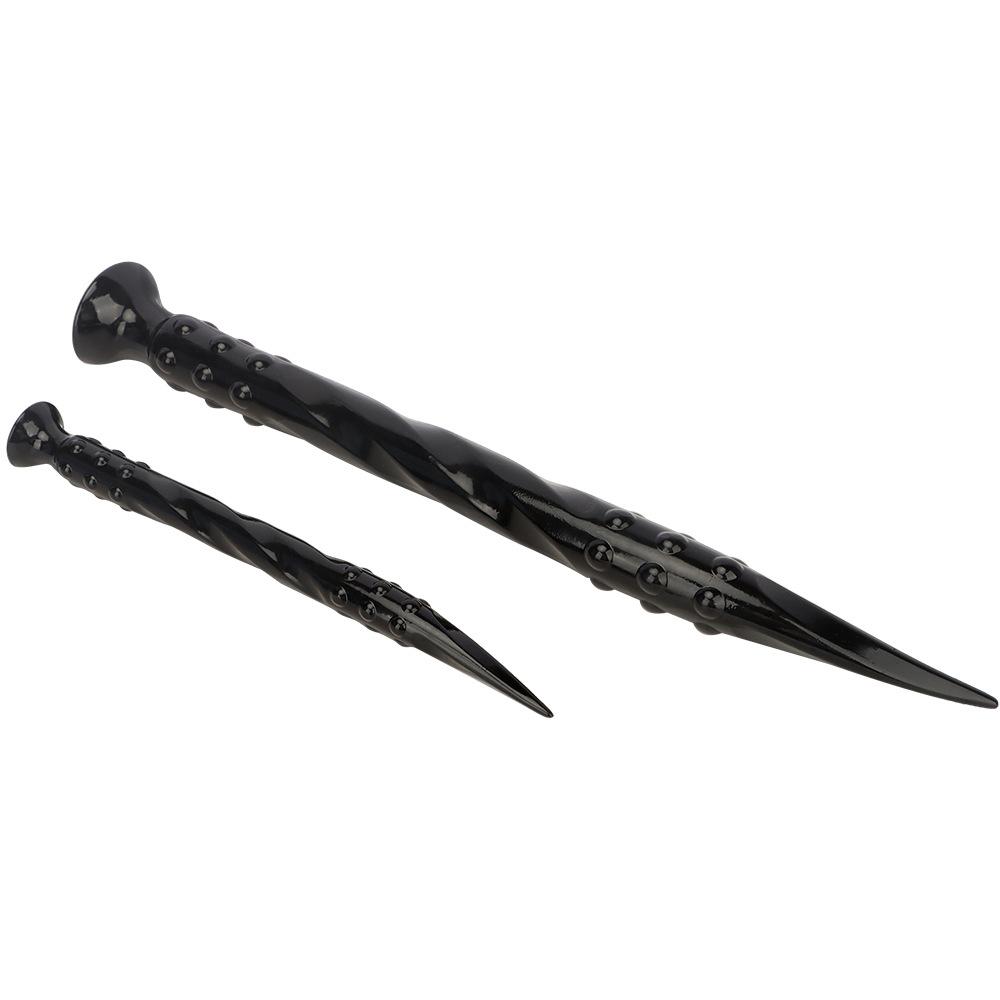 Plug Anal PVC Noir Extra Long Dilatateur Anal Jouet Sexuel Strap-on Pénis Dick Réaliste Grosse Queue Fisting