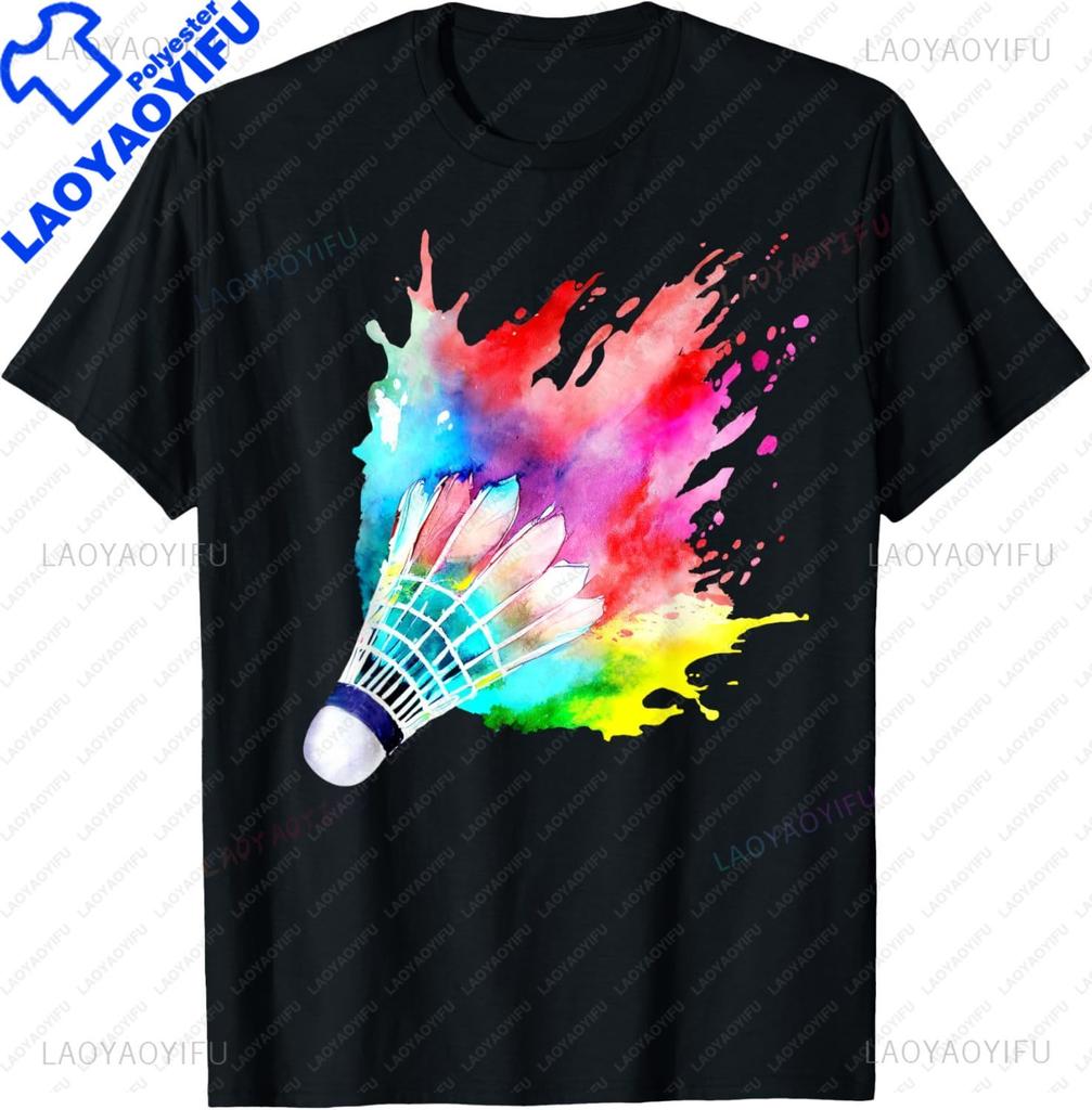 Colorful Shuttlecock Birdie Badminton Player Sports Lover TShirt Unisex Clothing Tops Streetwear Graphic T Shirts Camisetas