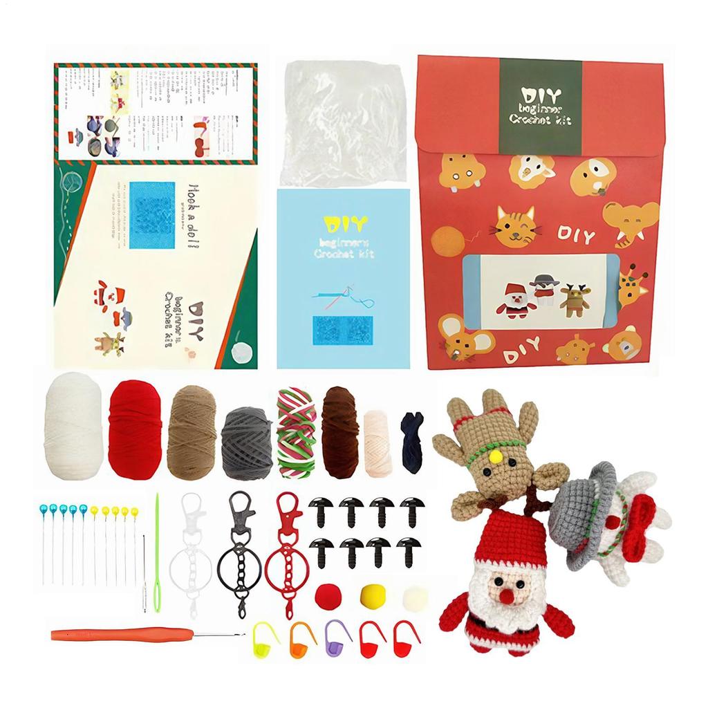 Christmas Crochet Kit Christmas Dolls Weaving Handmade Making Set Crochet Christmas Doll Kit For Adults Teens DIY Beginner Craft