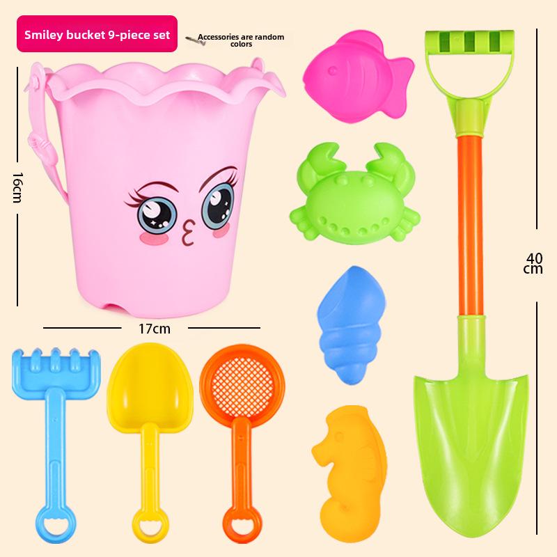 Kids' Beach Toy Set: Sand Shovel, Bucket, Digging Tools & Hourglass