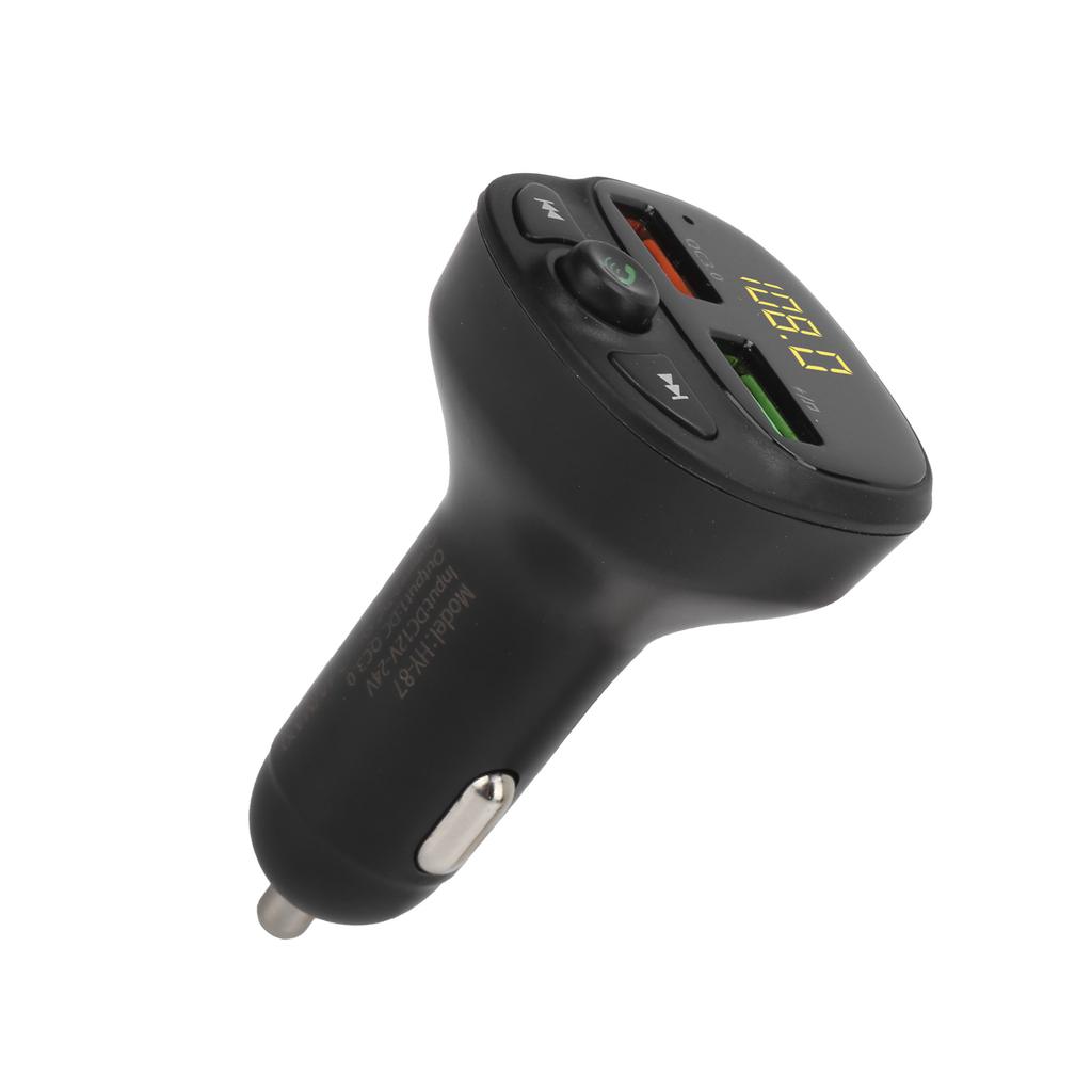 Car Dual USB FM Transmitter Bluetooth5.0 QC3.0 LED Display Wireless Handsfree Voice Reminder 12‑24V