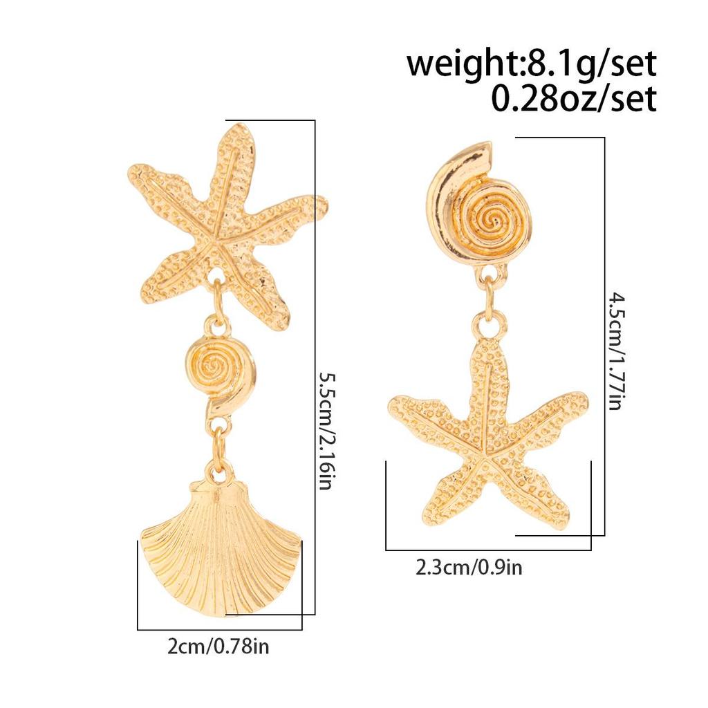 Ohrstecker mit übertriebenem Sternmotiv, für Sommer, Strand, Ozean, personalisierbar, trendig, Urlaub, Kunstperle, Seestern, Metallohrring für Frauen und Mädchen