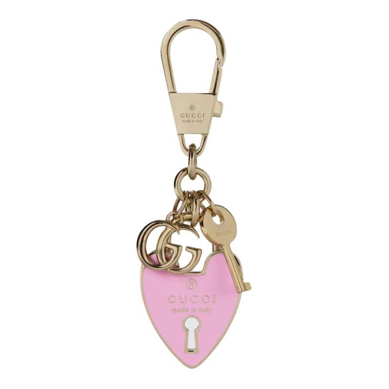 Gucci Heart Shape Lock and Key Pendant Metal Bag Peripheral Women s Pink pink золотой