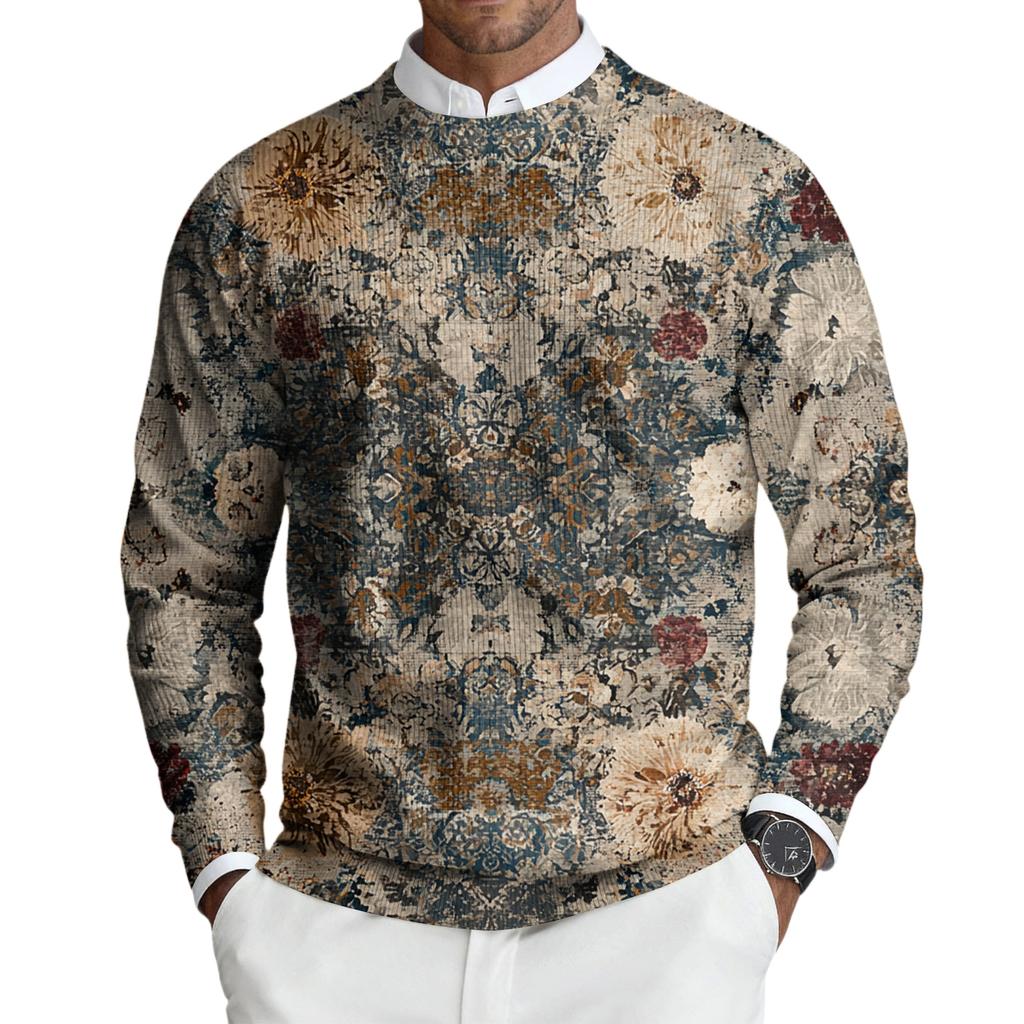 Herren Rundhals Langarm Rippstrick Pullover