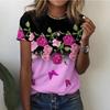 Comfortable Simple Flower Print Top Fashionable Versatile Women's Short-sleeved Casual Loose T-Shirts Women’s