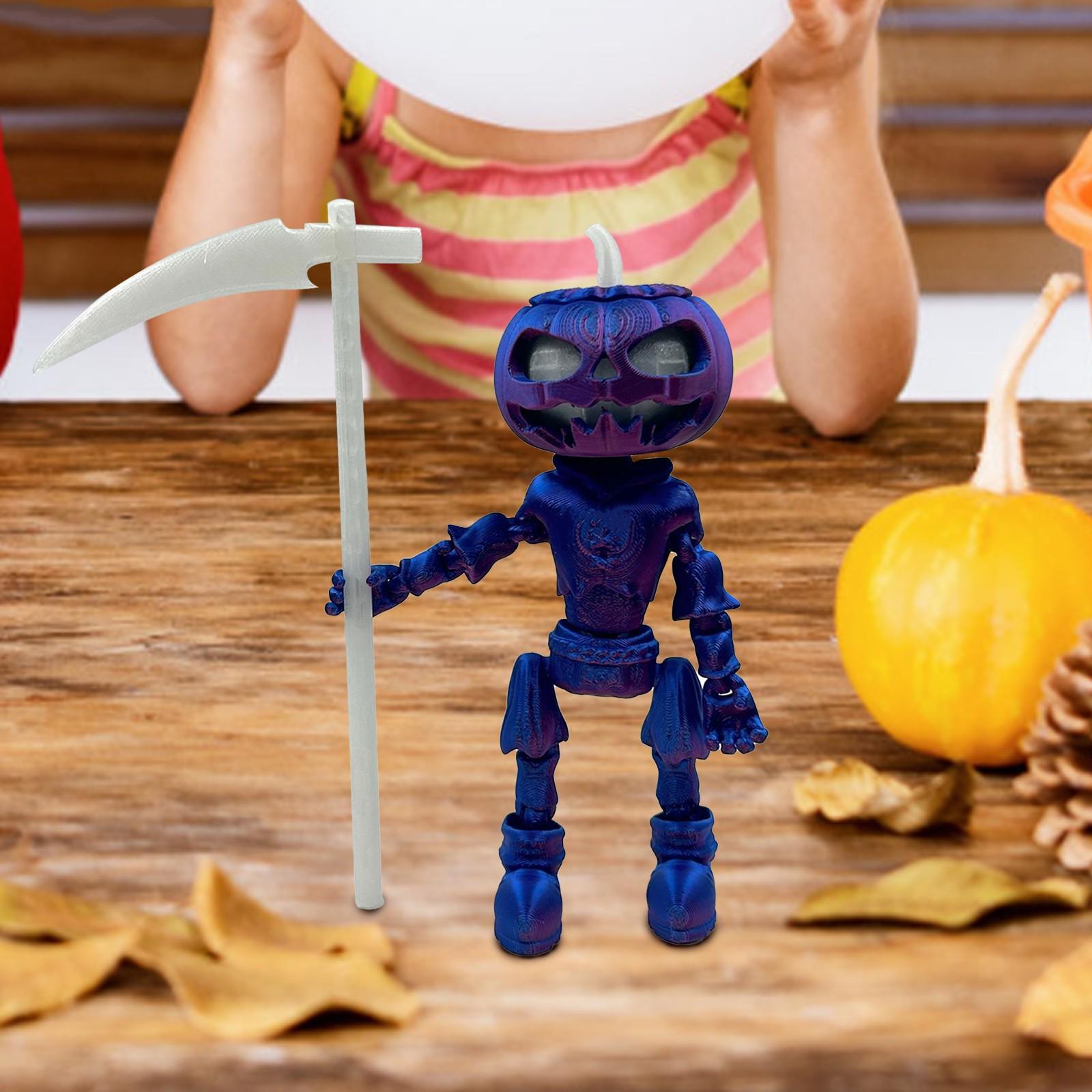 Украшения в виде черепов из тыкв на Хэллоуин с подвижными суставами и светящимися — фото 4