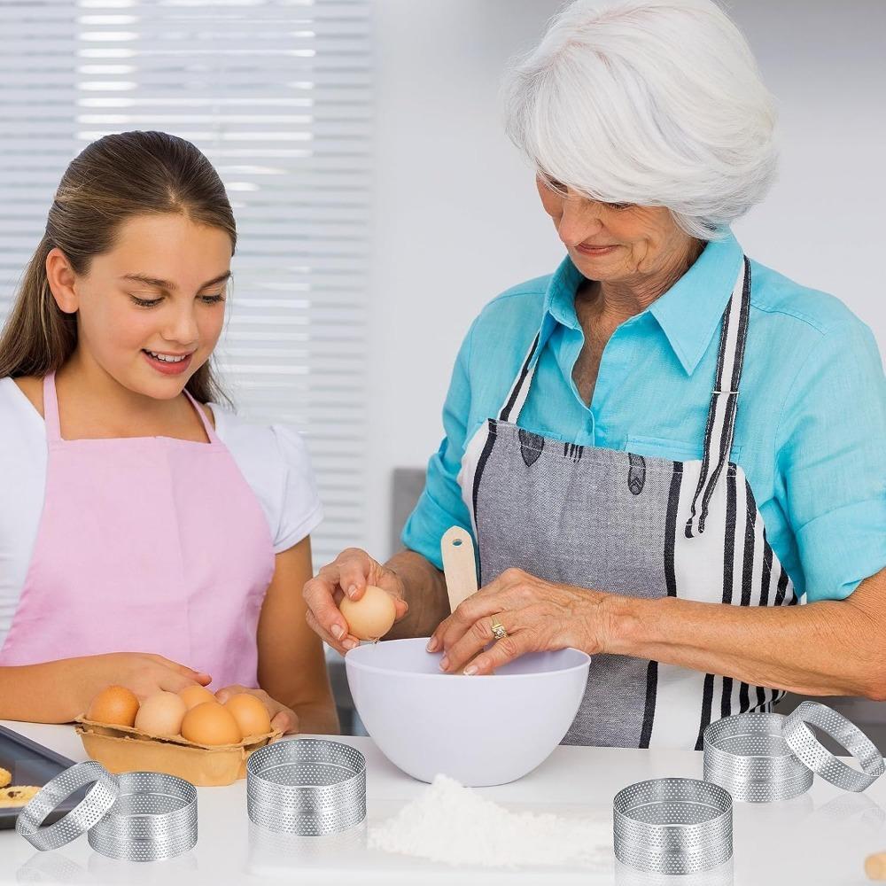 12 Piece Stainless Steel Perforated Tart Ring 8 CM Pastry Mold Durable Mousse Cake Ring  Bakery