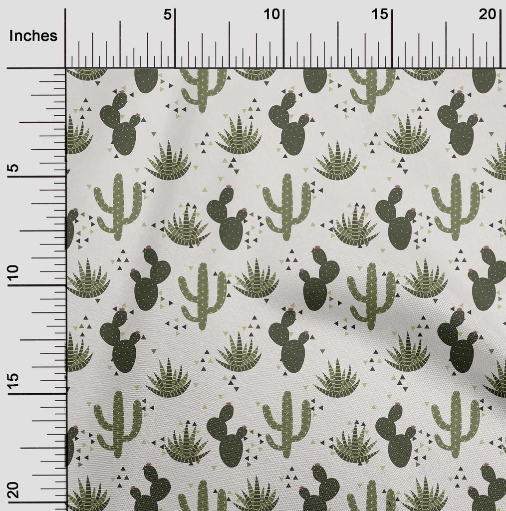 oneOone Georgette Viscose Dark Olive Green Fabric Cactus Sewing Material Print Fabric By The Yard 42 Inch