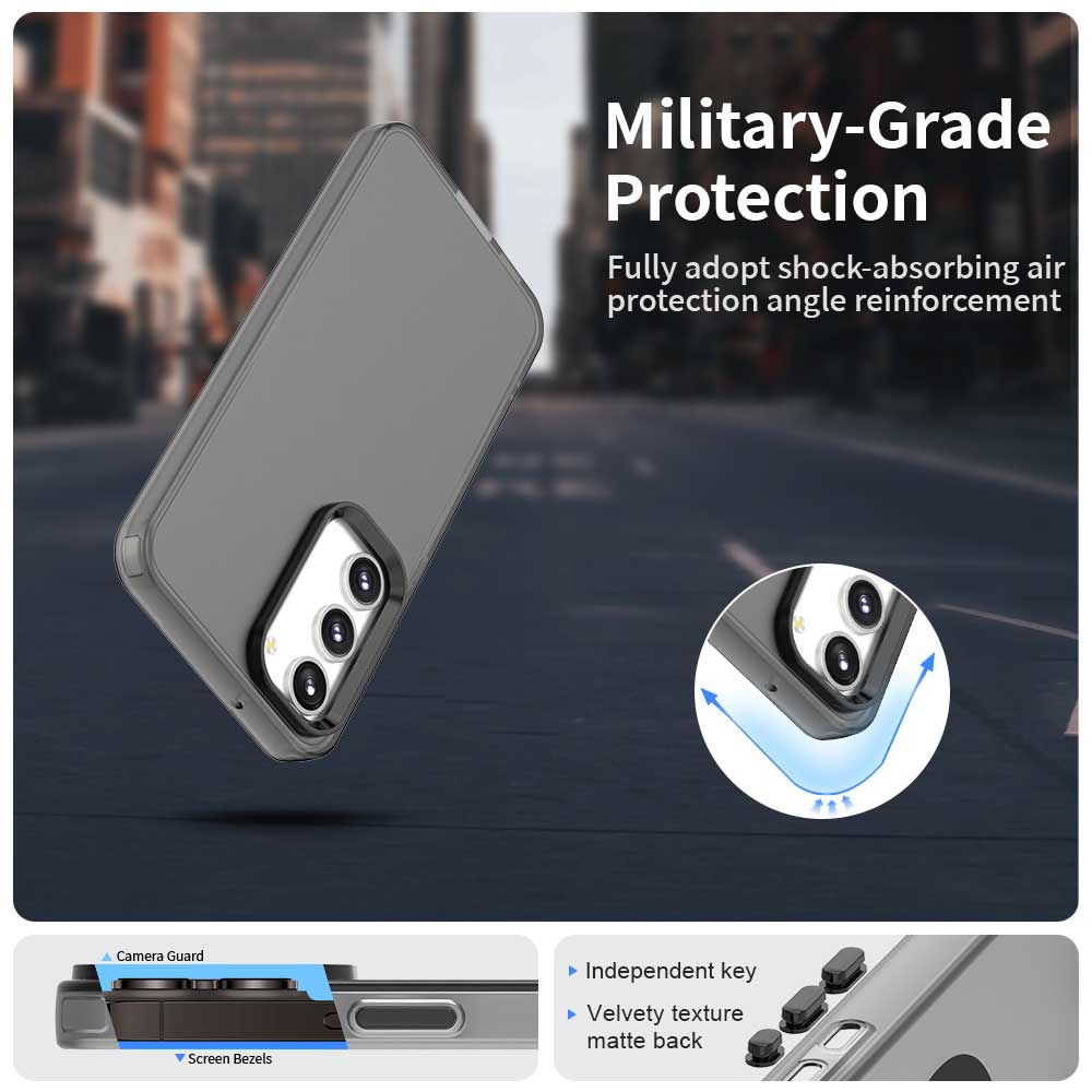 

For Samsung Galaxy S23 Case PC+TPU+PET Matte Anti-Drop Phone Back Cover Black