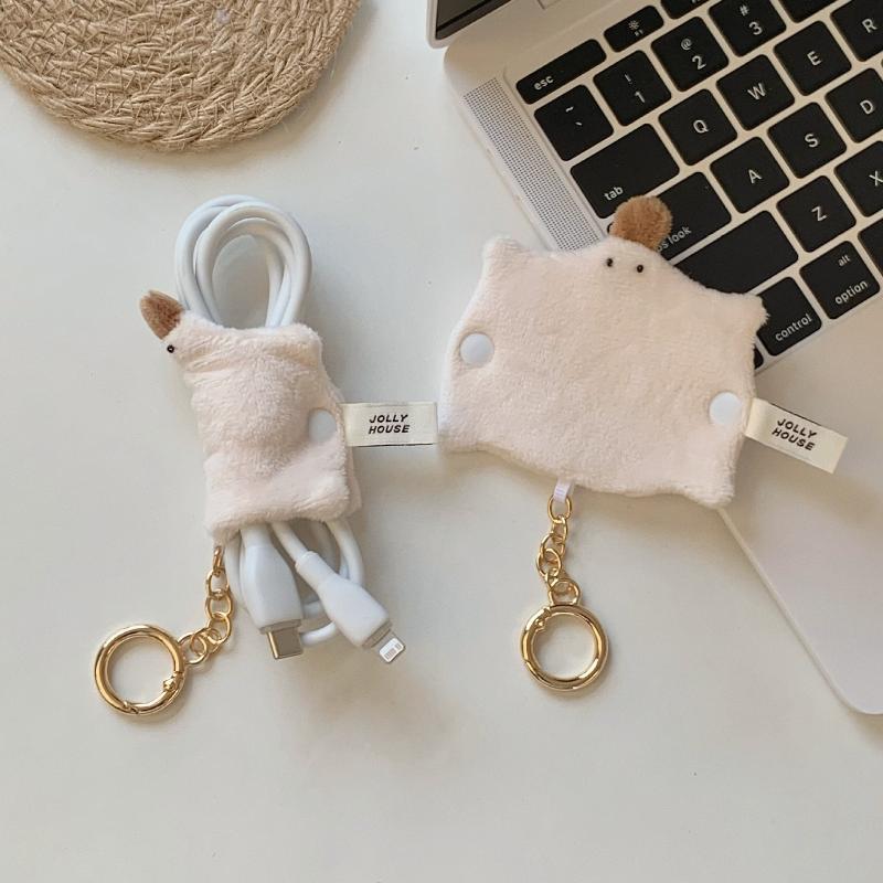 

Cute Plush Platypus Data Cable Organizer Keychain For Earphone Data Cable Headphone Data Cable Organizer Anti-Lost Tidy Pendant A2