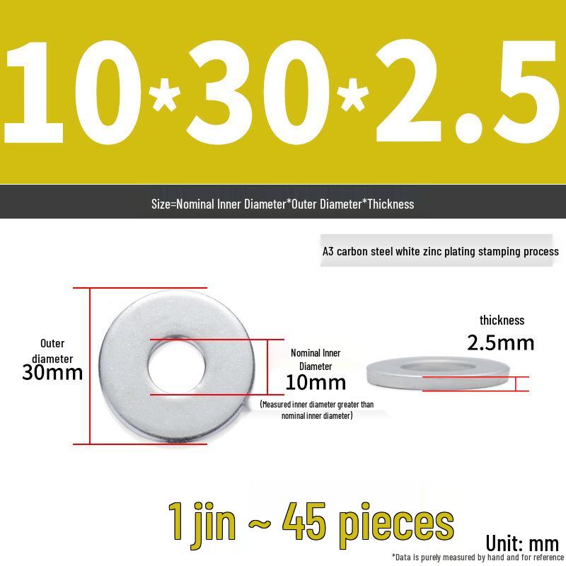 Extra Large Galvanized Metal Flat Washer - Thickened Round Screw Washer M6-M16