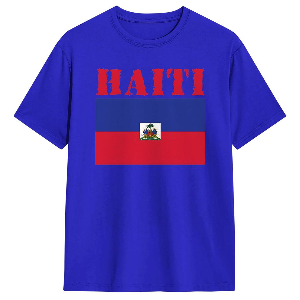 Unisexs TShirt Haitian Flag Love Haiti Awesome Cotton Tee Shirt Short Sleeve  T Shirt Crew Neck Clothes Unique