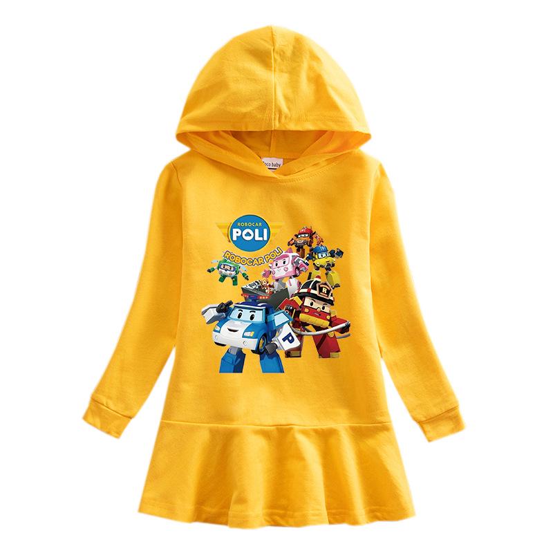 Girls' Ruffle Rainbow Princess Hoodie Dress with Long Sleeves for Spring and Autumn