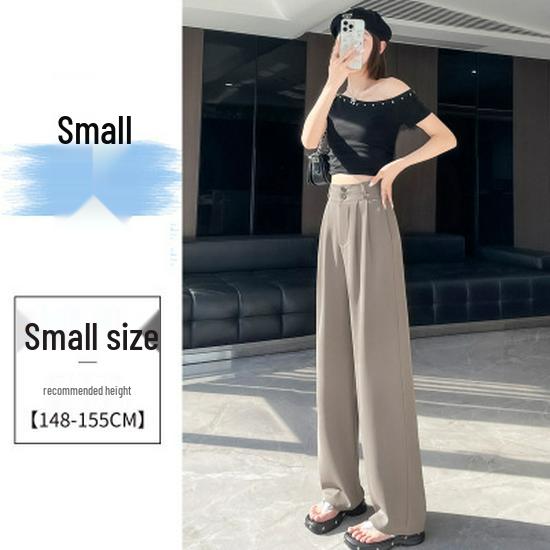 

Women s 2025 Spring/Summer High-Waisted White Drape Slimming Wide-Leg Floor-Length Pants M