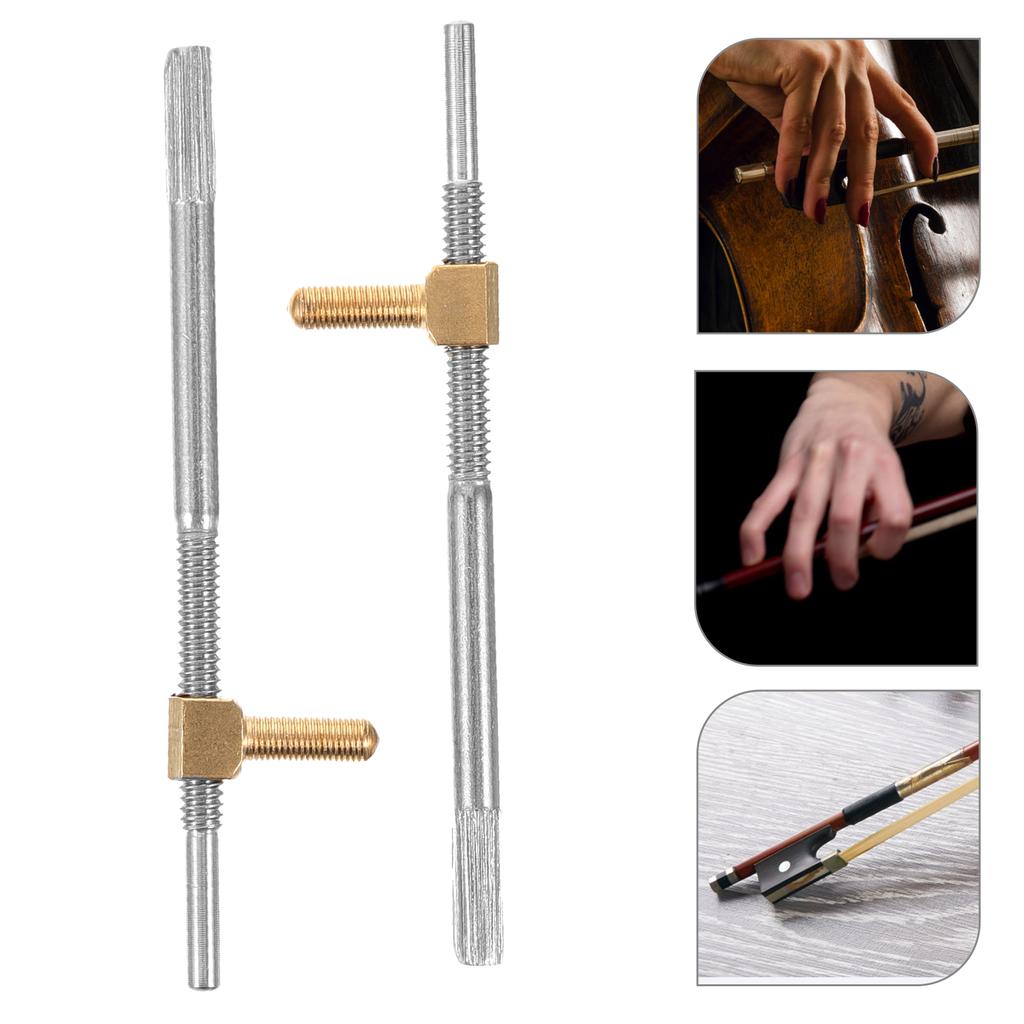 2 Pcs Bow Screw Rod Instrument Accessories Violin Accessory Parts Tool Frog Repairing Metal Replacement