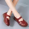 Women's Leather Hollow Sandals Breathable Summer Shoes Comfortable Nurse Shoes White Sandals Mom Sandals Large Size
