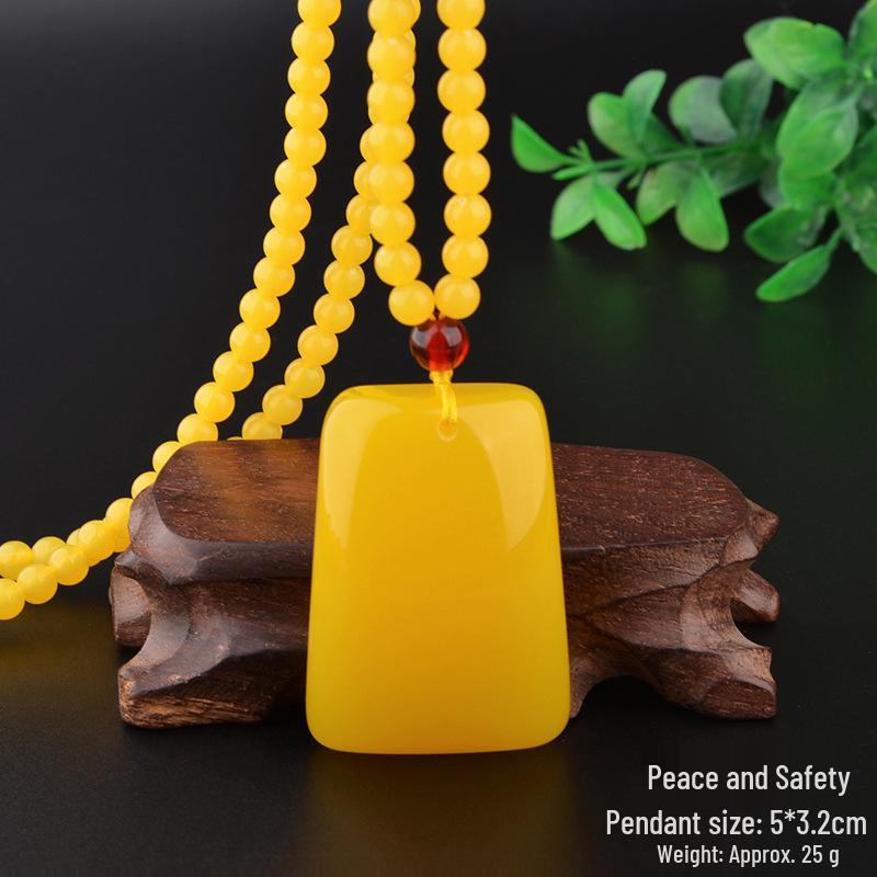 Resin Imitation Beeswax Water Drop Pendant Necklace - Ethnic Style Long Sweater Chain for Men & Women