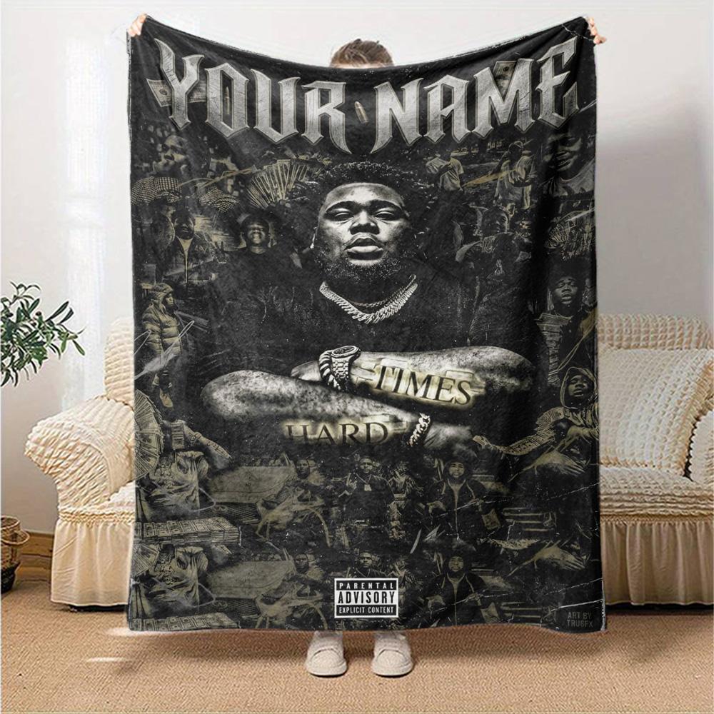 Name Custom Rod Wave Print Flannel Blanket High Quality Warm Comfortable Cover for All Seasons Perfect for Gifts Home Decor