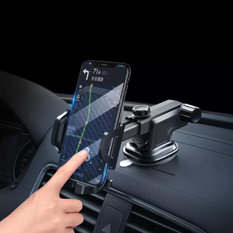 Adjustable Stable Car Phone Holder Adjustable Height Suction Cup Air Vent Clip Universal Carbon Fiber Texture Mobile/GPS/PDA