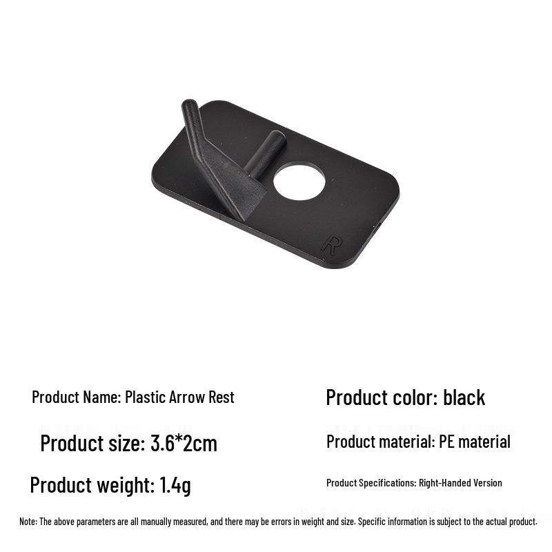 Black Plastic Arrow Rest for Recurve Bows - Ambidextrous Archery Accessory for Competitive Use