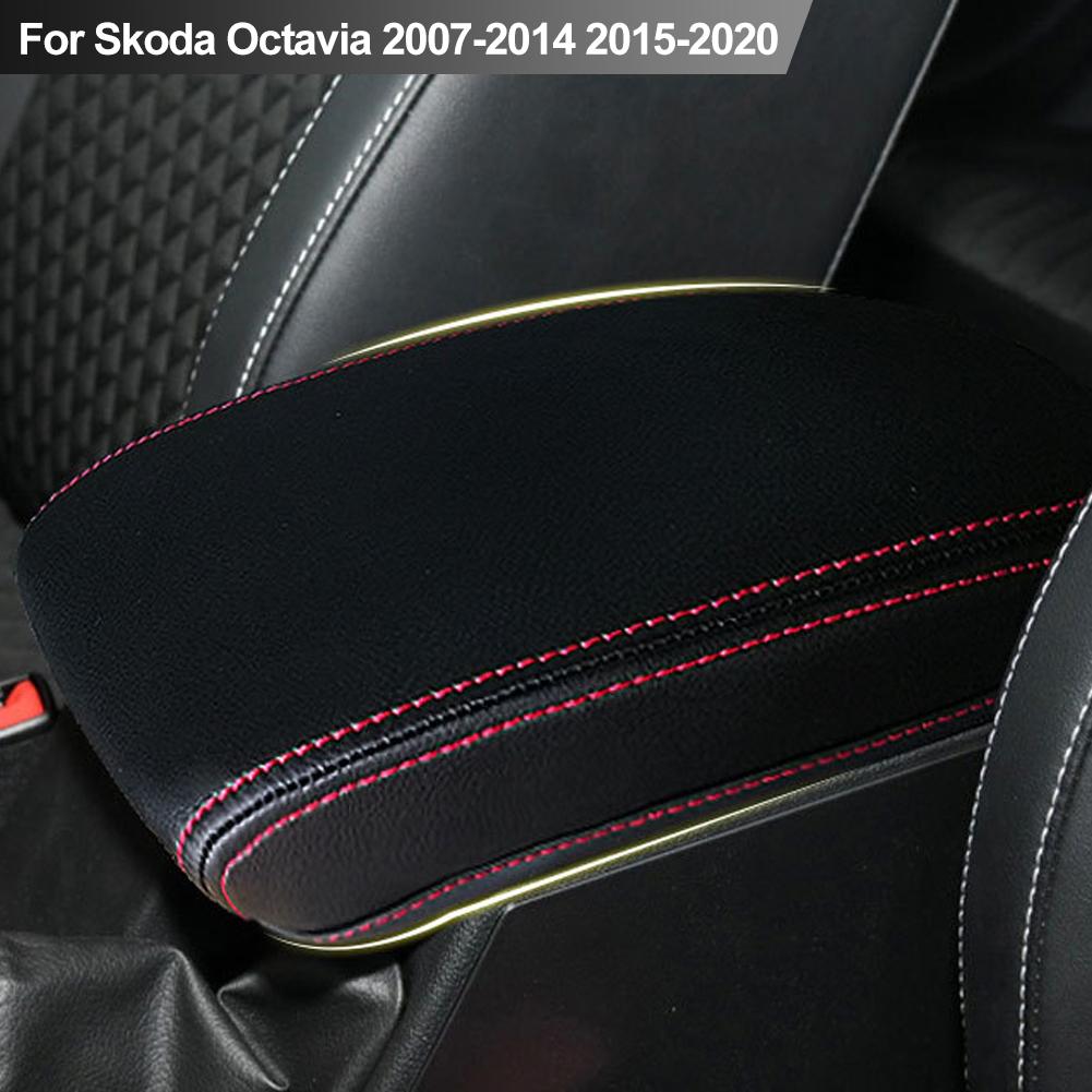 PU Läder Bil Mittarmstöd Armstöd Box Fodral Skydd Kudde För Skoda Octavia 2007 2008 - 2014 2015 2016 2017 2018 2019