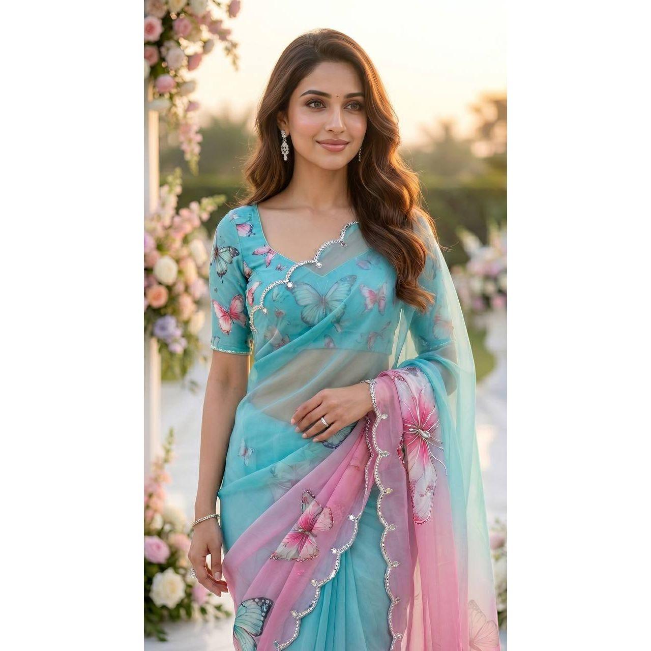 Newly launched trending butterfly designer saree