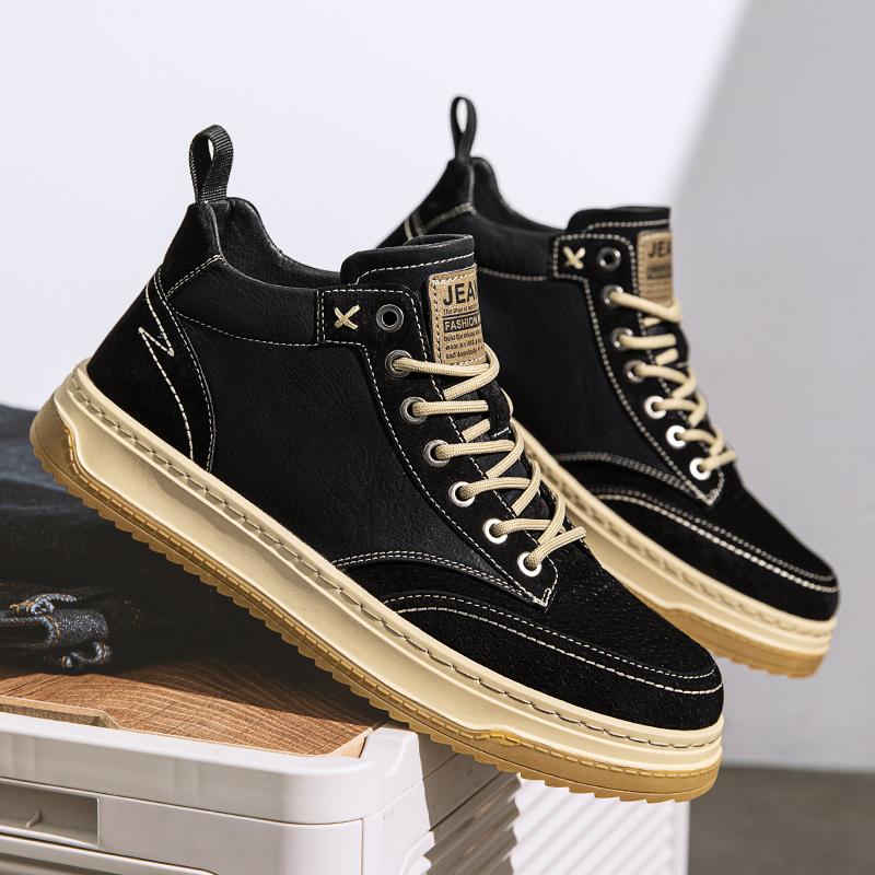 Fashion Men's Shoes Luxury Brand Lace-up Casual Shoes New High Top Flat Men Sneakers Comfy Outdoor Walking Sport Shoes Mocassins