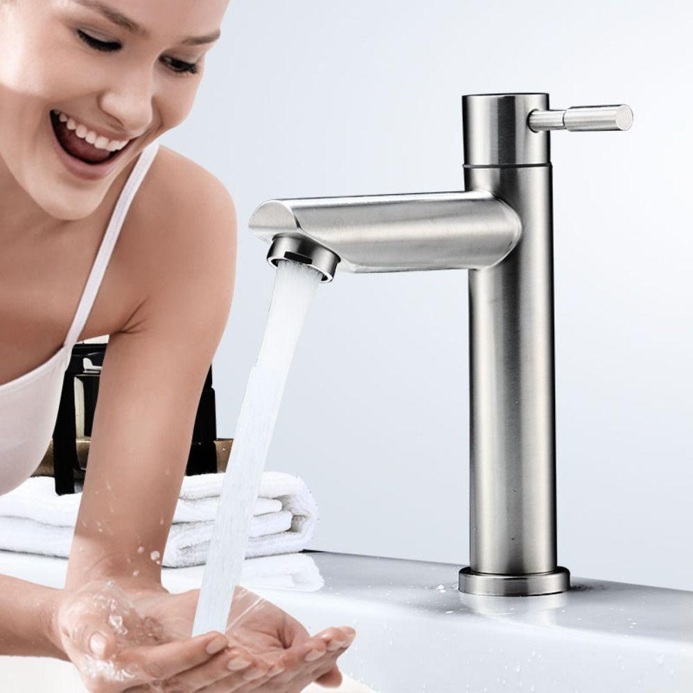 Single Handle Stainless Steel Water Tap Deck Mounted Bathroom Faucet  Bathroom