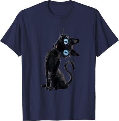 Schwarze Katze Faul Niedlich Meme Knopfaugen Kätzchenliebhaber T-Shirt Unisex T-Shirt
