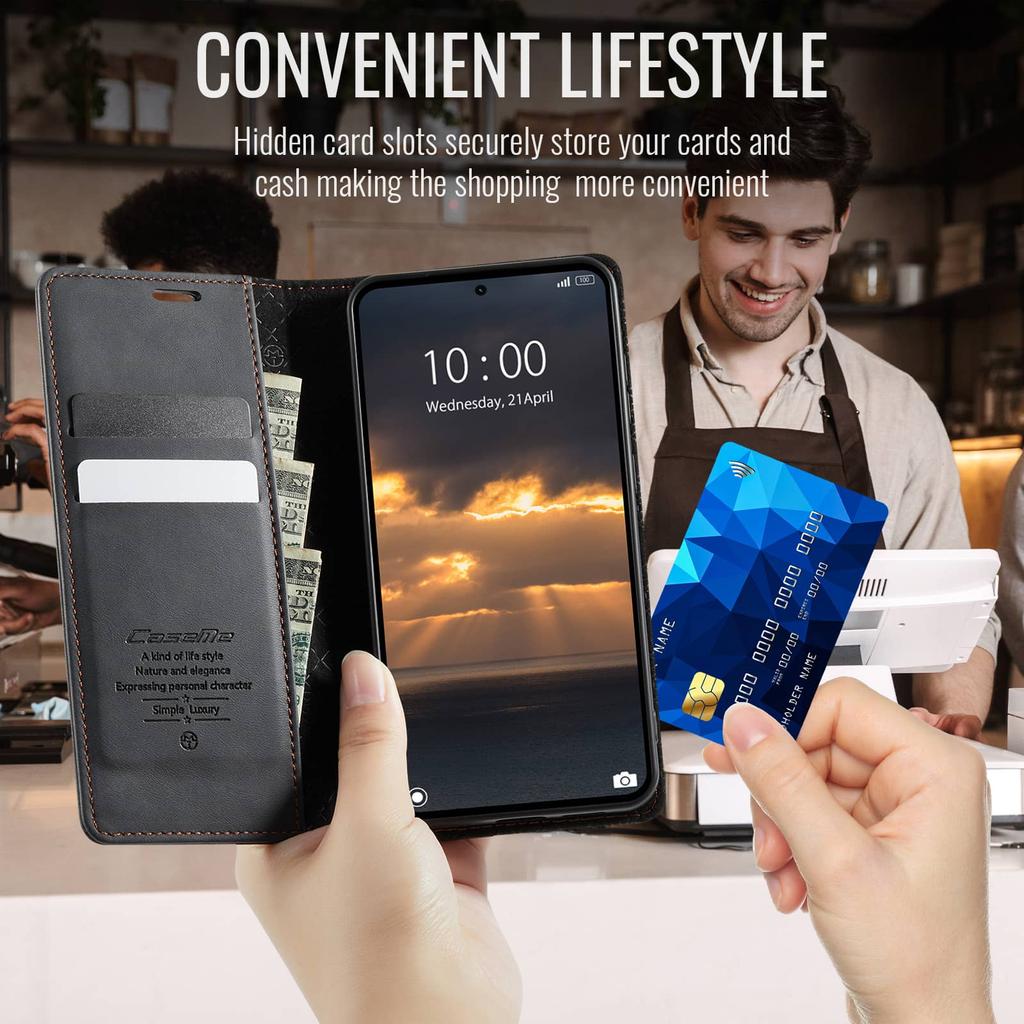 For Xiaomi 17 Ultra / Xiaomi 17 Luxury Wallet Case, Retro PU Leather Flip Cover with RFID Blocking Card Holder, Magnetic Closure