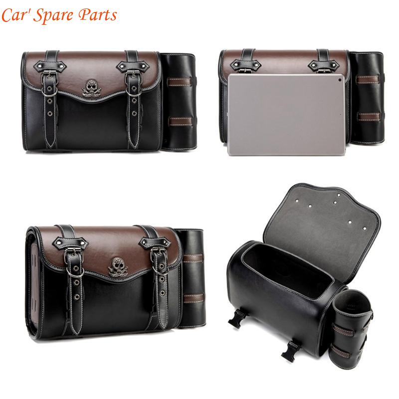 Y4UA Multiple Pocket Motorcycle Side Bag Leather Saddlebag for Organized Storage