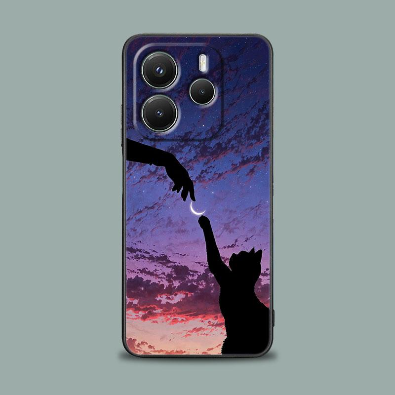 Phone Case for Xiaomi Redmi 15C 14C 12C 13C Redmi Note 15 14 13 12 11 10 Pro Plus 5G 12S Silicone Cover Funny Cute Cat Line Art