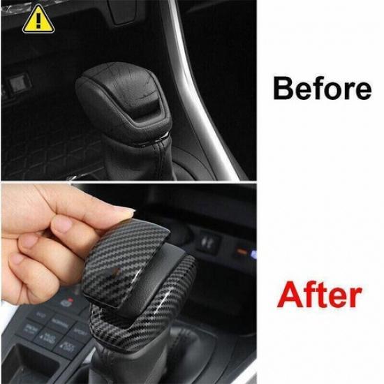 For Toyota RAV4 2019-2023 Carbon Fiber Gear Shift Knob Cover Head Trim Decorate