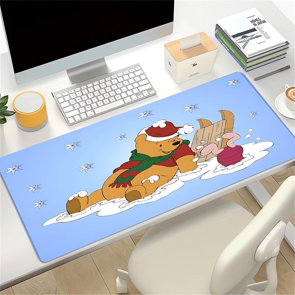 Winter Winnie Pooh Adventure Large Gaming Mouse Pad Nonslip Rubber Base Waterproof Desk Mat For Office Pc Laptop
