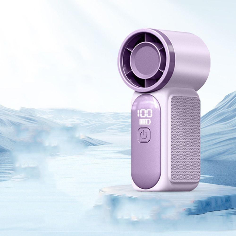 6 Gear Wind Mini Portable Fan Air Turbo Tech Adjustable Handheld Turbo Fan LED Display Ultra-quiet USB Rechargeable Fan Student