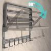 TLXT Gunmetal Gray Space Aluminum Wall-Mounted Towel Rack & Bathroom Organizer