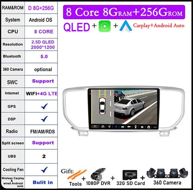 For KIA Sportage 4 2016 - 2020 KX5 kx5 4G Android 14 QLED Car Raido Navigatio Carplay Multimedia player GPS WIFI DSP BT