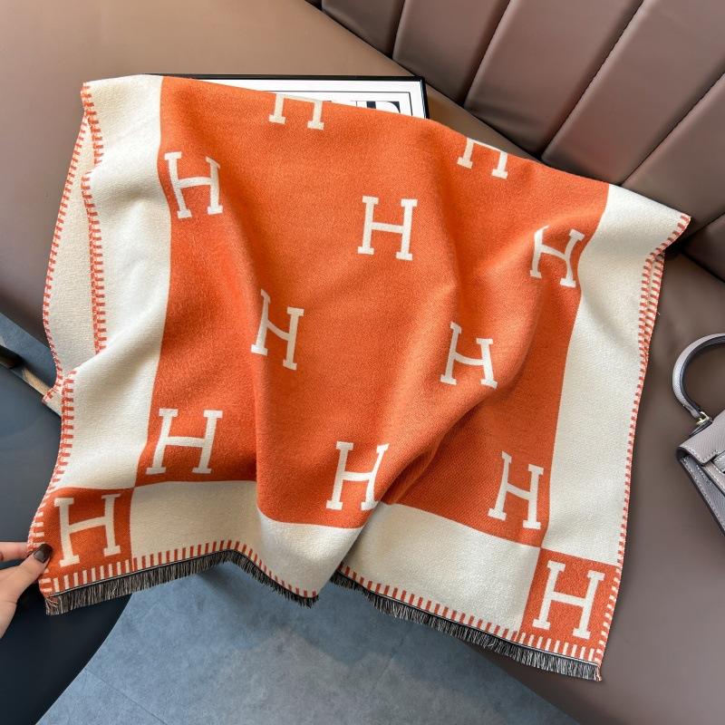 Autumn and winter simple and versatile air conditioner shawl jacquard imitation cashmere business scarf women's high-end feeling warm and cold scarf